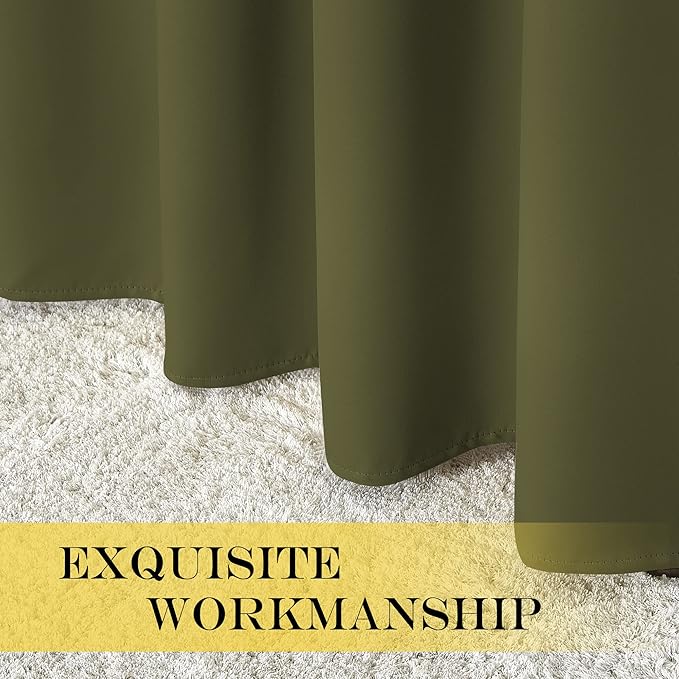 NICETOWN Blackout Curtains 72 inches Long, Grommet Privacy Window Treatment Thermal Insulated Room Darkening Sliding Glass Door Drape for Bedroom Living Room, 1 Panel, W100 x L72, Olive Green
