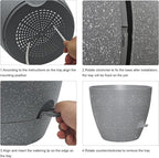 12 Inch Large Self Watering Pots, Flower Pots with Multi-Mesh Drainage Holes and Saucer, Planters for Indoor and Outdoor Garden Plants (Speckled Grey)