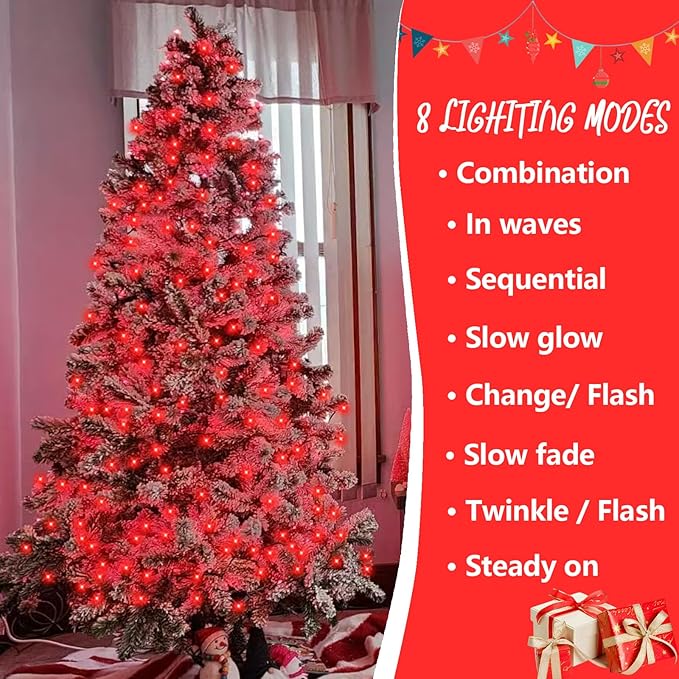 String Lights with 500 LEDs, 165 ft Red, IP44 Waterproof