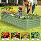 GoCampDriect 6IN1 Raised Garden Bed - 8x3x1.4ft Galvanized Raised Garden Boxes Outdoor Corrosion Resistant | Variable Shape 9x2x1.4ft Metal Raised Garden Beds for Planting Vegetable, Fruits, Flower