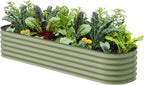 Vego garden Raised Garden Bed Kits, 17" Tall 9 in 1 8ft X 2ft Metal Raised Planter Bed for Vegetables Flowers Ground Planter Box-Olive Green