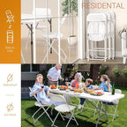 VINGLI 5 Pack White Plastic Folding Chair, Indoor Outdoor Portable Stackable Commercial Seat with Steel Frame 350lb. Capacity for Events Office Wedding Party Picnic Kitchen Dining