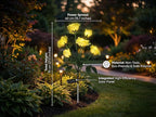 Solar Rose Lights Outdoor,2 Pack Waterproof Color Changing LED Flower Lights, with 12 LED Flowers, Solar Powered Garden Stakes for Yard, Patio, Artificial Floral Decorative Lighting, Yellow