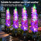 Solar Garden Lights, Solar Purple Delphinium Flowers Lights 8 Pack 160 LEDs, Waterproof Outdoor Light Two Lighting Modes for Outside Wedding Party Garden Yard Patio Lawn Decor