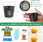 ORIMERC 12 Pack 3 inch Net Cups Pots with 12 feet Hydroponics Self Watering Wick & 12 Plant Labels Aquaponics Mason Jar Bucket Insert Orchid kratky Vegetable Garden Growing Netted Basket Slotted Mesh