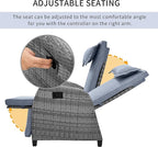 Outdoor Recliners Chair Set of 2 for Patio with Wicker Coffee Table, Comfort Cushion, Adjustable Angle Weatherproof Reclining Chairs for Courtyard, Swimming Pool, Balcony (Grey)