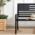 Best Choice Products Outdoor Bench 2-Person Steel Indoor/Outdoor Bench for Garden, Patio, Porch, Entryway w/American Flag, 790lb Capacity – Black