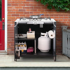 Gas Grill, Movable Outdoor Gas Stove Stainless Steel Top with Cabinet, 5 Burners with 36,200 BTUs, Outdoor Propane Grill for Outdoor Cooking, Ideal for Lawn & Garden, L35.4 x W24