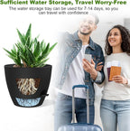 12 Inch Large Self Watering Pots, Flower Pots with Multi-Mesh Drainage Holes and Saucer, Planters for Indoor and Outdoor Garden Plants (Black)
