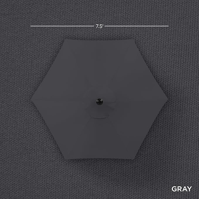 Best Choice Products 7.5ft Heavy-Duty Round Outdoor Market Table Patio Umbrella w/Steel Pole, Push Button Tilt, Easy Crank Lift - Gray