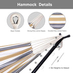 SUNCREAT 2-in-1 Convertible Double Hammocks 2 Person Heavy Duty, Large Patio Hammock with Space Saving Stand, Patented, Coffee Stripe