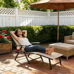 Kozyard Aluminum Outdoor Chaise Lounge Chair, Adjustable Reclining Patio Lounge with Drink Holder, Weather-Resistant Pool, Deck & Yard Recliner, Assemble-Free (1Pack, Beige)