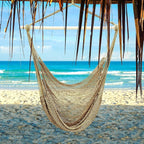 Barydat 2 Pcs Hanging Hammock Chair Boho Swing Chair Indoor Outdoor Cotton Rope Weaving Chair with 40 Inch Detachable Metal Bars for Backyard Living Room Bedroom Garden(Brown)