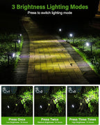 Solar Spot Lights Outdoor, Solar Lights Outdoor Waterproof IP65, 3 Brightness Modes Dusk to Dawn Landscape Spotlights for Yard Garden Pathway Tree Decoration, Cool White, 4 Pack