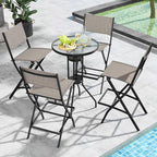 COSTWAY Outdoor Patio Bar Chair Set of 4, Folding Bar Height Stool - Image 2