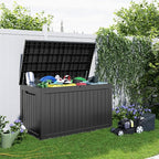 281 Gallon Outdoor Storage Box Waterproof, Large Resin Patio Deck Boxes, Lockable Outdoor Storage Container for Patio Furniture, Garden, and Pool Tools (281 Gallon, Black)