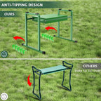 FLINTER Garden Kneelers Seat, Stable and Save Tip-Resistant Design 10.2" Wider Garden Kneeler and Seat with Handle, Heavy Duty Gardening Stool for Seniors, Gardening Weeding Bench for Parents - Green