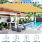 12'x16' Sun Shade Sail, UV Protection Outdoor Shade, Curved Tear Resistant Heavy Duty Sun Shade for Patio Garden, Backyard, Deck, Car Port, Playground, (Sand)