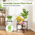3 Tier Metal Plant Stand Indoor Outdoor, Corner Tall Plant Shelf for Multiple Plants, Foldable Heavy Duty Plant Holder, Decoration Flower Pot Stand for Patio Living Room Balcony Garden - BlackFlower