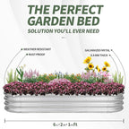 1MORE Galvanized Raised Garden Bed- Planter Garden Boxes Outdoor, Raised Beds for Gardening, 6x2x1ft Metal Garden Bed Kit for Vegetables Flower, Planter Raised Beds with Protective Tape & Tools.Silver