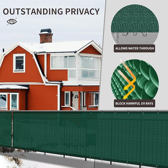 LOVE STORY Custom Size 3'x23' Dark Green Balcony Privacy Screen,UV Block Privacy Fence Screen,90% Shield for Outdoor Pool Garden Apartment Railing