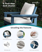 SERWALL HDPE Patio Conversation Set, 6-piece Sectional Outdoor Furniture Set, All Weather Outdoor Couch Set Patio Furniture Set for Deck, Lawn, Blue Frame with Beige Cushion