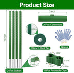 WAENLIR 16 Inch 24 Pack Extendable Garden Stakes Kit, DIY 4ft 5ft 6ft 7ft 8ft Plant Support Stakes with Connectors and Clips, Plastic Coated Metal Sticks for Tomato Indoor Outdoor