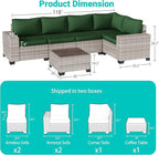 13-Piece Outdoor Patio Furniture Set with 55,000 BTU Fire Pit Table, PE Wicker Rattan Sectional Sofa Patio Conversation Set with Coffee Table, Green