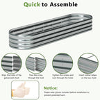 8x2x1ft(2 Pack) Galvanized Oval Raised Garden Bed,Outdoor Planter Box Metal Patio Kit Planting Bed for Vegetables Flowers Herb,Silver