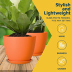 Yellow Plant Pots with Drainage Holes & Saucers 10 Pack, Indoor & Outdoor Stackable Space-Saving Planters for Houseplants & Flowers, (7", 6.7", 6", 5.3", and 4.8" Inches), Durable & Weatherproof