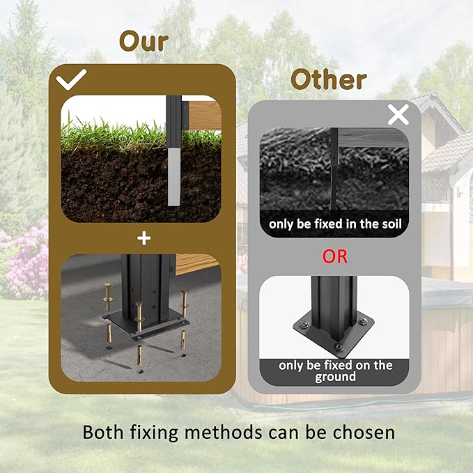 MUPATER 5ft H×3.3ft W No Dig Wooden Privacy Screen, 2 Way to Use, Ideal Outdoor - Image 2