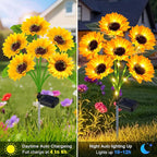 Solar Sunflower Lights Outdoor Flower Garden Stake Lights,4 Pack 24 Sunflower Waterproof Lights for Outside Party Gardening Gifts Mother's Day for Patio Yard Pathway Party Housewarming Gift