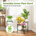 Plant Stand Indoor Outdoor, 3 Tier Corner Metal Flower Display Holder Shelf, Folding Tall Plant Rack for House Patio Balcony Porch Garden Living Room, Heavy Duty Anti-Rust Wrought Iron - GreenFlower
