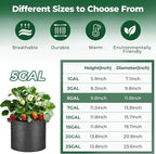 T4U 5 Gallon Grow Bags, Upgrade Grow Bags with Handles, Heavy Duty Thickened Nonwoven Fabric Pots, 5 Gallon Pots for Plants, Strawberry, Cherry Tomatoes (10 Pack)