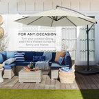 Best Choice Products 10ft Offset Hanging Market Patio Umbrella w/Easy Tilt Adjustment, Polyester Shade, 8 Ribs for Backyard, Poolside, Lawn and Garden - Ivory
