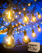 String Lights, 150 FT Warm White Outdoor LED Patio Lights, Shatterproof