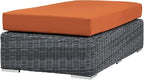 Modway Summon Wicker Rattan Outdoor Patio Sunbrella® Fabric Rectangle Ottoman in Canvas Tuscan