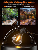 String Lights, 100FT Solar Outdoor Edison Bulbs in Warm White