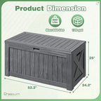 Greesum Outdoor Storage Box 120 Gallon Storage Bin with Lid for Patio Furniture, Garden Tools, Pool Supplies, Lockable, Waterproof and UV Resistant, Gray