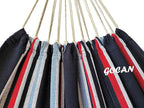 Brazilian Double Hammock 2 Person Extra Large 220x160cm Total Length 330cm Load 500lb Canvas Cotton Hammock for Patio Porch Garden Backyard Lounging Outdoor and Indoor(Dark Blue)