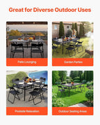 VEVOR Outdoor Patio Dining Table, 59 inch Long Rectangular Metal Steel Slat Backyard Bistro Tables for 4-6, with 1.5 in Umbrella Hole, All-Weather Large Furniture for Lawn Garden Porch, Black
