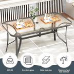 TLSUNNY 7 Pieces Patio Dining Set, Outdoor Table and Chairs W/1.69″ Umbrella Hole, 30"X 55" Table and Stackable Textilene Chair, All Weather Patio Furniture Set (Umbrella not Included) (Navy Blue)