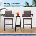 VIVOHOME 4 Packs Outdoor Wicker Barstool Patio Rattan Furniture with Armrests and Cushions, Brown