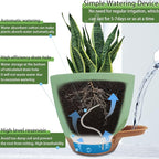 Self Watering Planters with Drainage Holes Reservoir,Nursery Planting Pot for Indoor Decor Garden Plants Succulents,Snake Plant, African Violet,Plastic Flower Pots Set 7+6.5+6+5.5+5 Inch (Green)