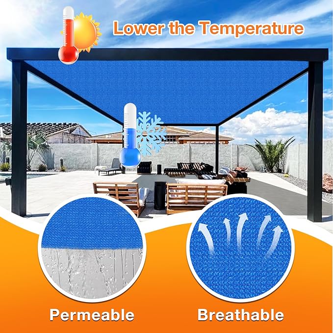 Artpuch Outdoor Pergola Shade Cover 5' X 10' Sun Shade Cloth with Grommets, 90% UV Protection Canopy Patio Privacy Screen (Customized Available) GN107, Blue