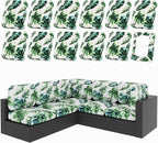 Cushion Covers for Patio Furniture, Stretch Fit, Monstera Deliciosa