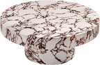 Modway Alora Round Concrete Coffee Table with Faux Stone Finish in Red Marble - Cement Accent Table for Living Room - Stone Patio Center Table - Indoor Outdoor 34 Inch Low Coffee Table