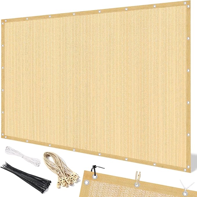 Artpuch 90% Sun Shade Cloth, 8 x 8 FT Pergola Shade Cover Canopy with Grommets, Sun Screen Fabric Tarp for Patio, Outdoor, Garden, Backyard, Wheat