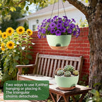 13-inch Oversized Hanging Planter Set of Two,Planters for Indoor and Outdoor Plants.Place Plant pots Across Diverse Settings Including windowsills,Living Room,and Gardens.Green-Brown
