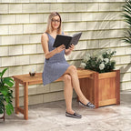 Giantex Set of 2 Outdoor Bench with Raised Garden Beds, 4-in-1 Wood Seat with Teak Oil Finish, Planter Boxes with Open-Ended Base, Garden Bench Seat for Porch Balcony Lawn Yard, DIY Assembly